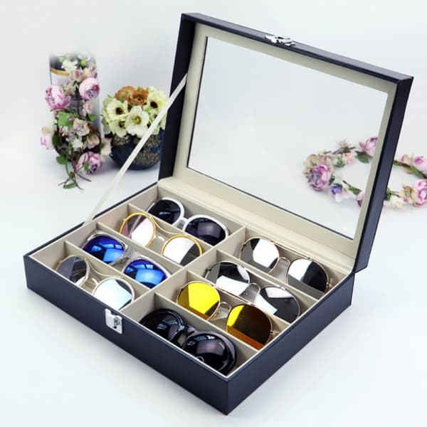 Slot Brille Opbevaringsboks Display Case Organizer PU Læder