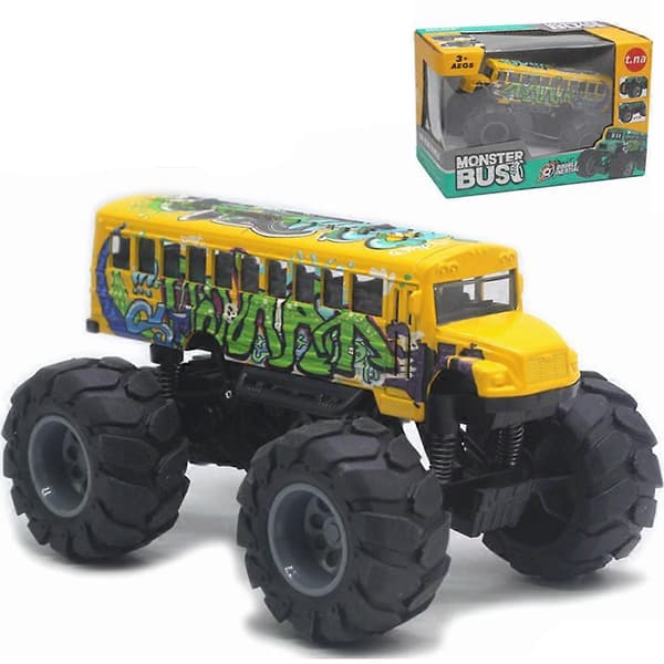 Skolebus Monstertrucks Trykstøbt 1:43 Gul Legetøjsbiler Modeller Metal Træk Tilbage Legetøj til Børn