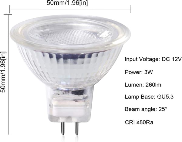 MR16 LED-pære GU5.3 12V, 3W LED-spotlight, GU5.3 Doub