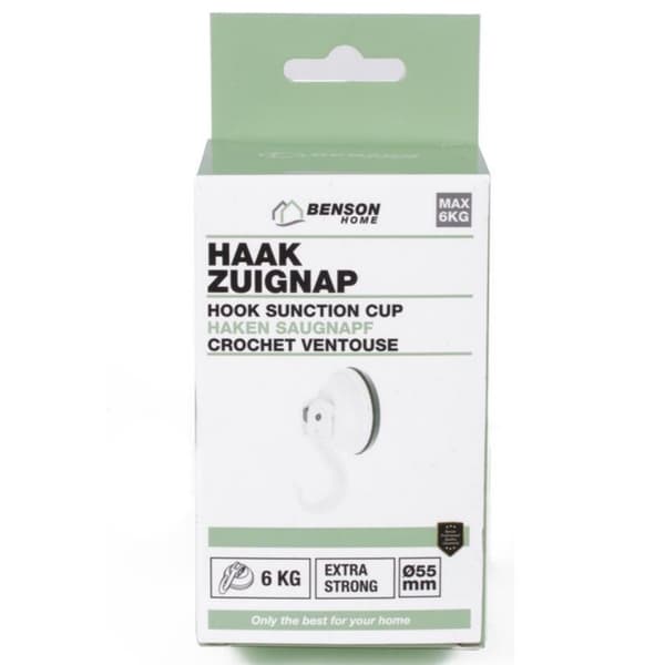 Suction Cup Hook - Hook with Suction Cup - Hanger - Up to 6 kg white White white Vit