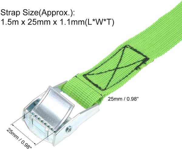 4-pak stropper med klemspænde, 25mm*3m, 250kg