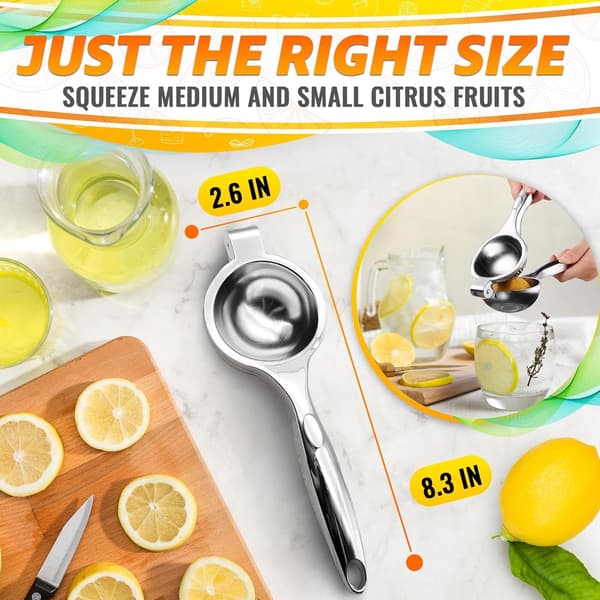 Manual Lemon and Lime Squeezer - Rust-Resistant Metal, Easy to Clean - Citrus Juicer