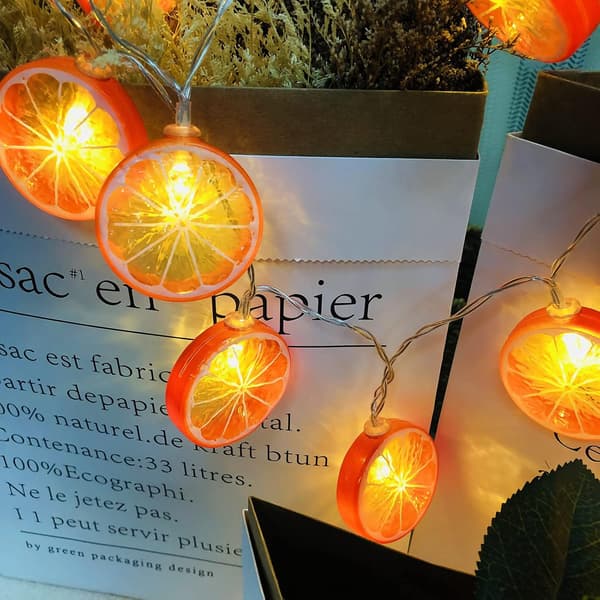 (Oranssi sitruunaviipale, 3M/20LED) Hedelmäteemainen sitruunaviipalevalosarja