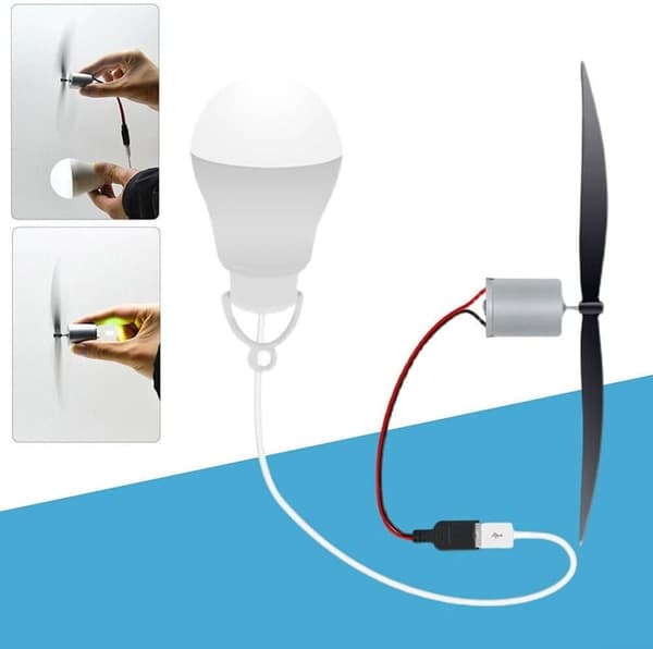 Turbinegenerator og USB-opmuntrende vindkit til studerende med 18 cm propelpære Praktisk læring til