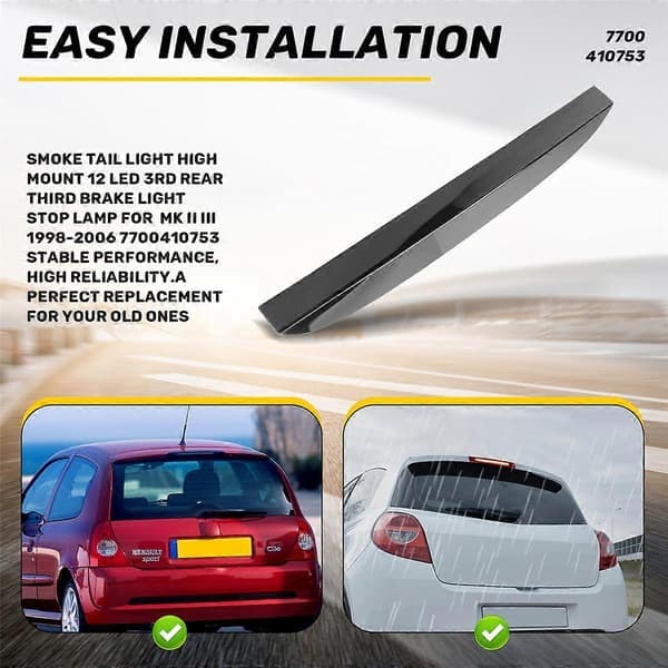 LED Tredje Bremselys Bag til Renault Clio Mk II III 1998-2006