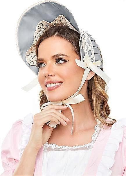 Viktoriansk Bonnet Kolonial Pionerhat med Blonde Teselskab Kostume Solhat til Kvinder