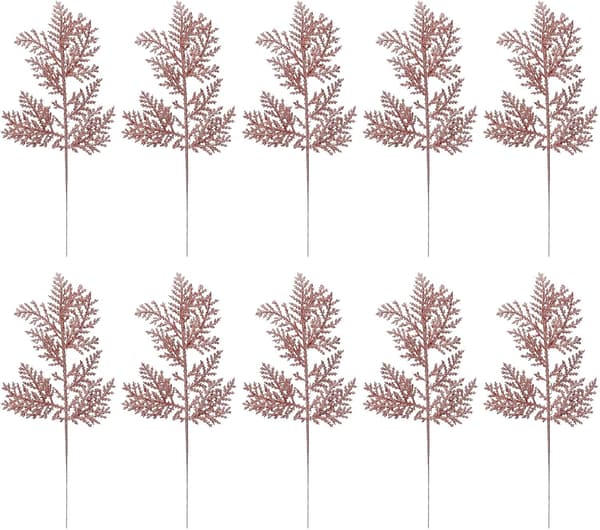 10 stk glitter kunstige juleblader tregrener