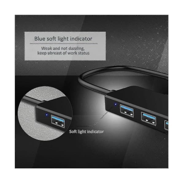 4 Port USB-hub, USB 3.0-hub USB-splitter USB-udvider til bærbar computer, flashdrev, harddisk, konsol, printer