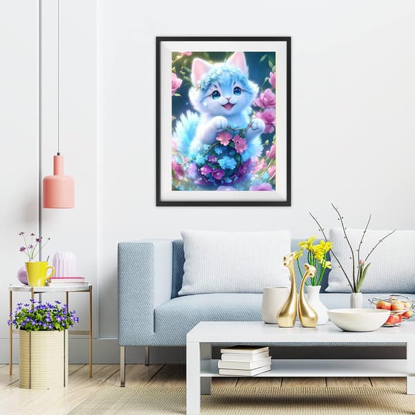 Hot Selling Kat og Blomst 5D DIY Diamantmaleri Kunst og Håndværk