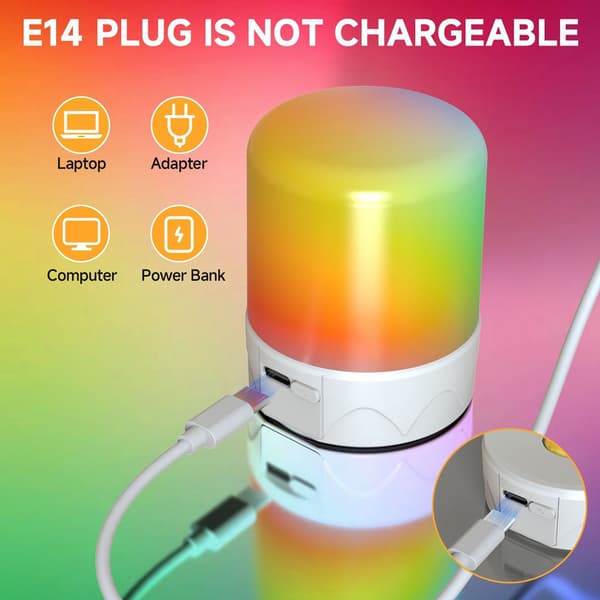 Rechargeable Light Bulb with Remote Control and Timer, Battery Backup, 16 Colors and Dimmable Brightness, LED Bulb, 2-pack