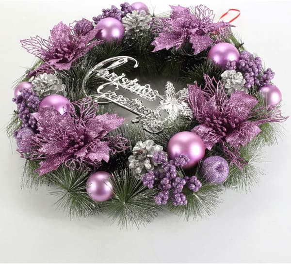 Julekrans, Juledekorasjoner, 30 CM, Lilla