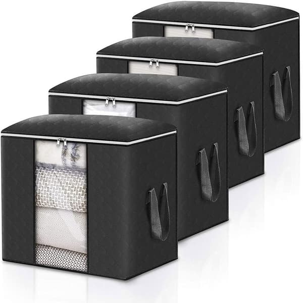 Rare Pearl 4 Large Black Storage Bag, Storage Bag with Handles