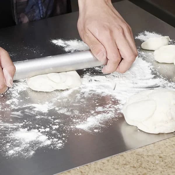 1 st - Stor skärbräda i rostfritt stål för hemmet, multifunktionell bakbräda, köksbräda