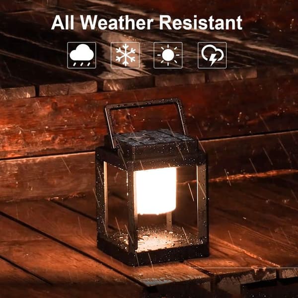 Solar Powered Rechargeable LED Table Lamp, Outdoor Solar Lantern, 3 Brightness Levels, Touch Control, Waterproof Bedside Lamp