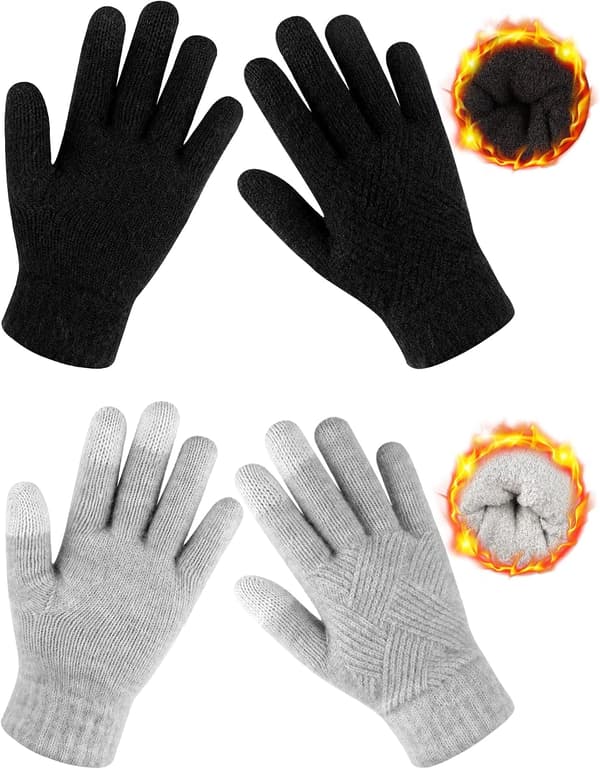2-3 par vinterhandsker til kvinder, touchscreen, varme damehandsker til koldt vejr, sort1, grå1-tyk - Black1，grey1-thick