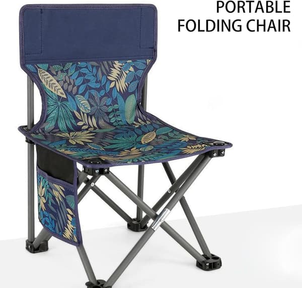 Camping Chair, Breathable, Comfortable, Foldable, Leaf Pattern, with Side Pocket, 58*36*36CM