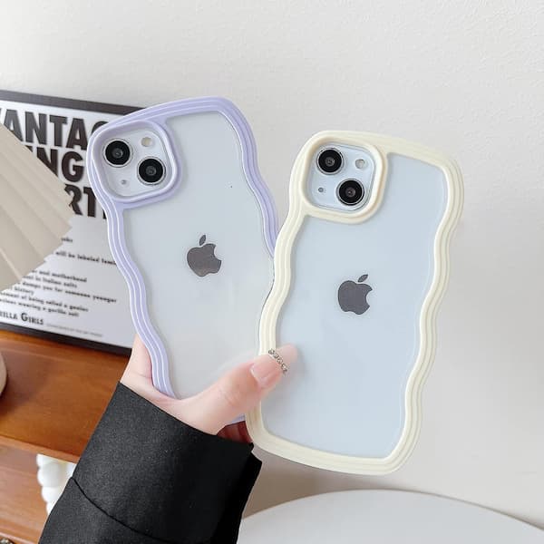 Sød krøllet bølgeformet stødsikkert blødt kompatibelt med iPhone-etui (sort, iPhone 13 Pro Max)