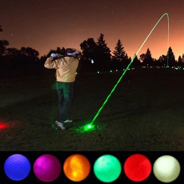 6 stk. LED Lysende Golfbolde Fluorescerende Nat Tilfældig Farve