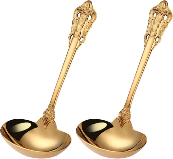 2-delat rostfritt stål guld såsslev 1 oz serveringssked stor buffé hem köksslev set