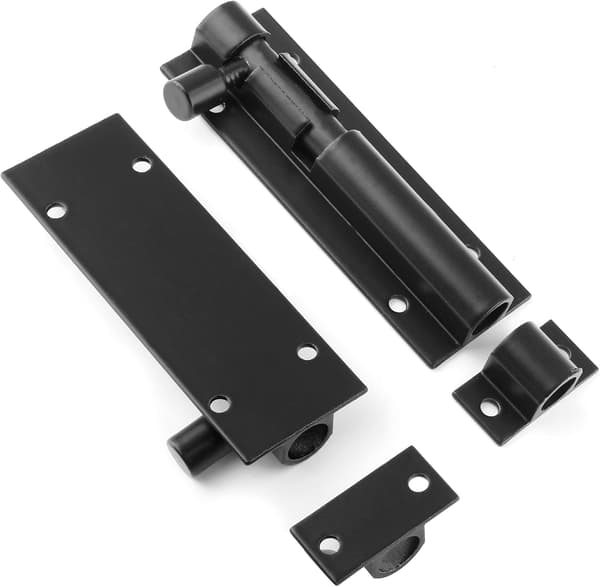 5 STK Tøndeboltlås 3 Tommer Kraftig Skydelås 5 STK Sort Sort 3 Tommer Black, 5 Pack