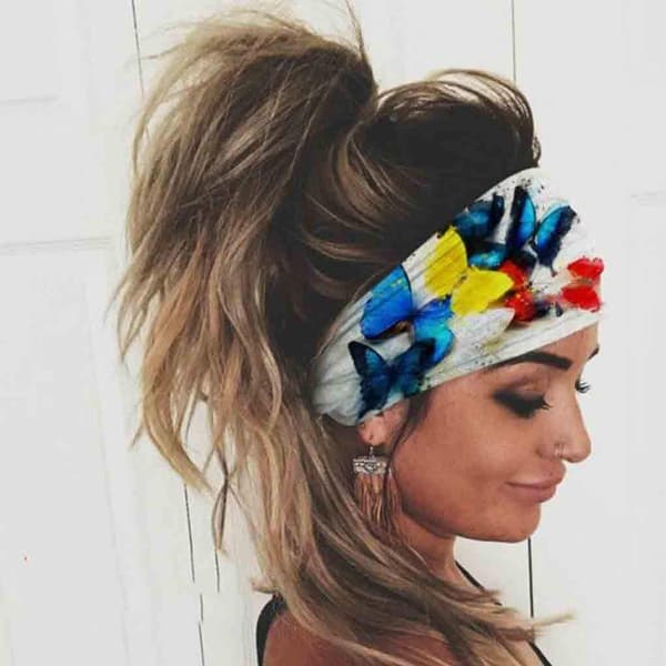 Bred Boho Pannebånd Hodeplagg Sommerfugl Stretch Hårbånd Bandana