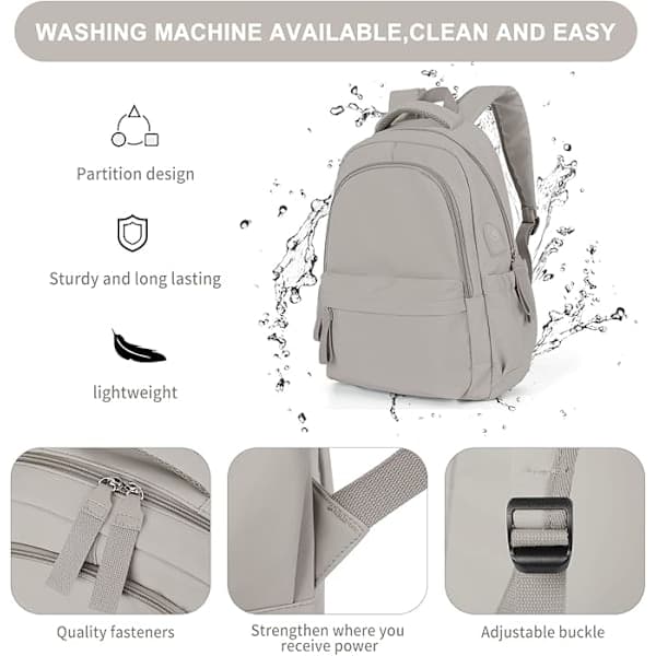 Laptop Backpack, Waterproof Laptop Backpack with 20 Inch USB Charging School Bag Grey grey