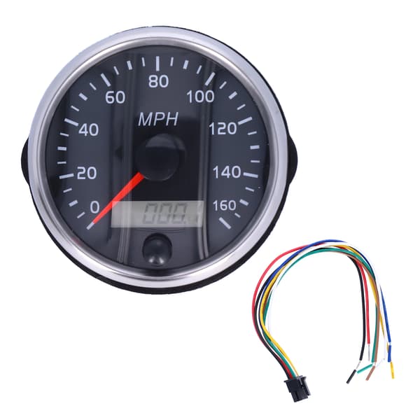 3,3 tommer 12V 24V 160 MPH Speedometer LCD Hvit Gul Bakgrunnsbelysning for Bil Lastebil Båt