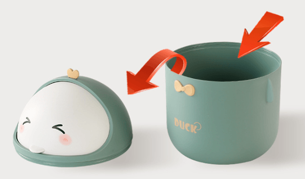 Cute Little Green Cartoon Trash Can, Mini Office Waste Bin
