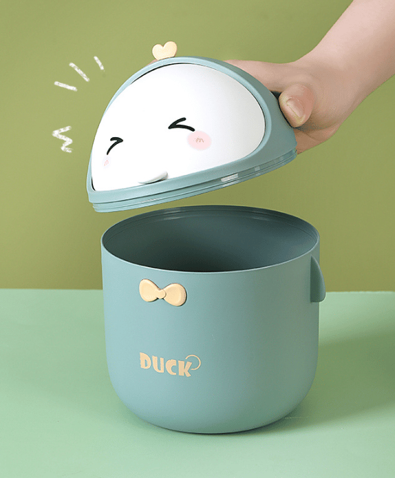 Cute Little Green Cartoon Trash Can, Mini Office Waste Bin