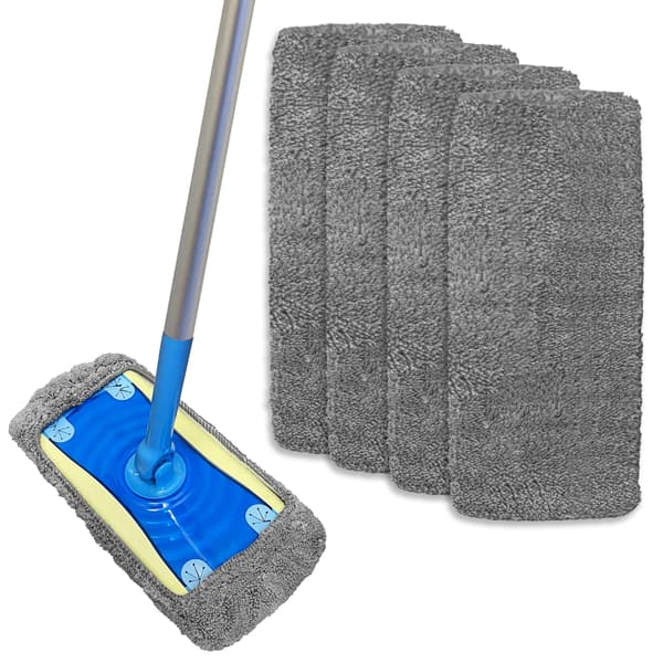 4-pakning mikrofibermoppeputer erstatning for laminatgulvmopp - gjenbrukbart moppehode, Flash moppefyllputer - maskinvaskbare