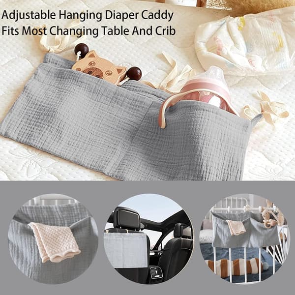 (Grey) 1 pc hanging diaper storage, crib hanging storage, crib