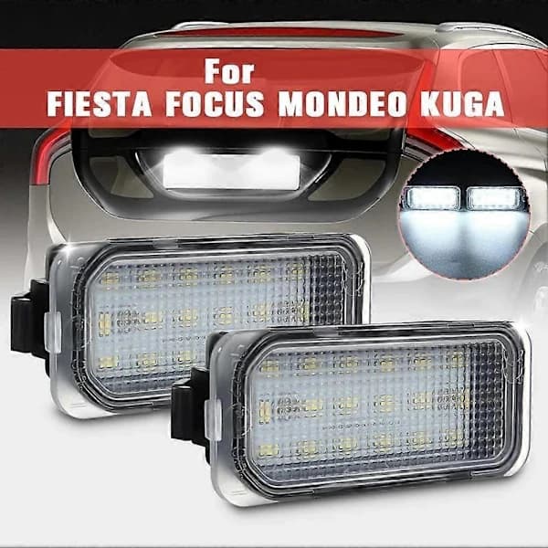 (Pow yeah!) 2 stk. LED-nummerpladelys til bil, til FOCUS II FIESTA VII MONDEO IV KUGA 2008-2019