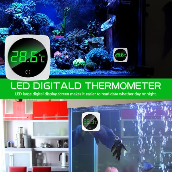 Akvarietermometer, pekskärm, exakt temperatursensor för akvarium, vattentermometer
