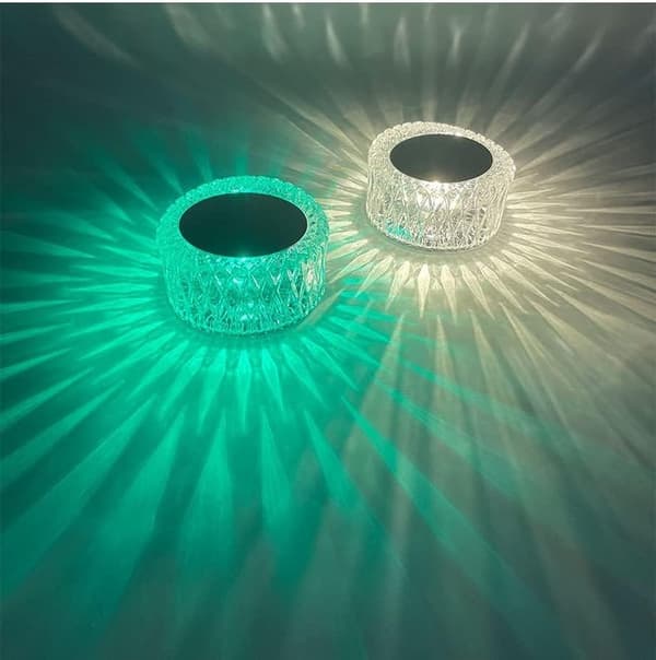 Crystal LED Table Lamp, 3-Level Adjustable Brightness, 16-Color Touch Controlled Rechargeable Lamp, Night Light, Bedside Lamp, Dining Table Lamp