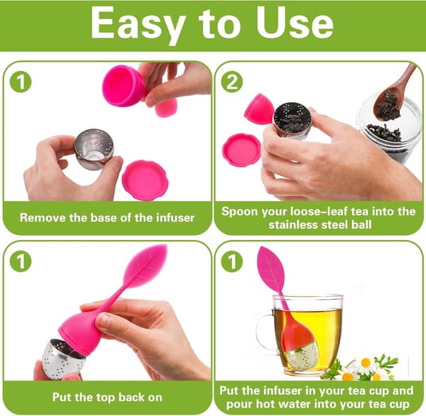 7-pak Silikone Te-infuser, Sød Løsbladste-si, Finmasket Te-si med Drypbakke, Rustfri Te Filterkugle Te Diffuser