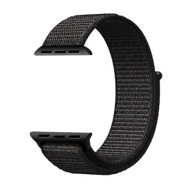 Apple Watch 38/40/41 nailonranneke, musta Sportloop-tarranauha