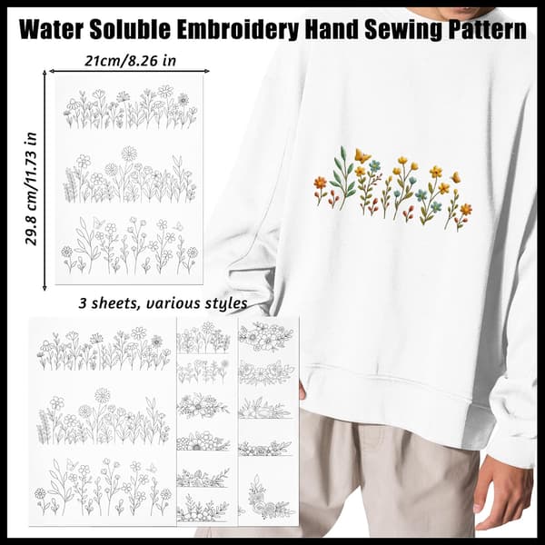 Vandopløselig broderistabilisator 3 til designs