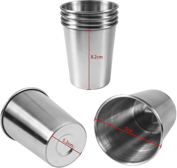6-pack 230 ml rostfria, splittringsfria pint-dricksglas i metall