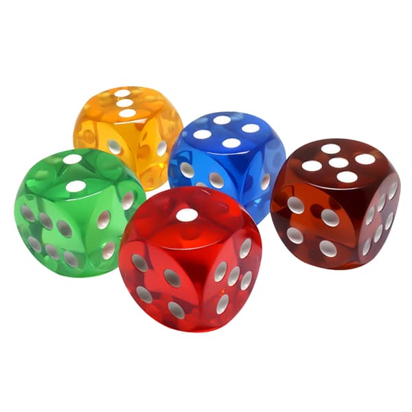 5 stk. Transparente terninger Krystalterninger 25 mm 6-sidet sæt til underholdning-XF25-