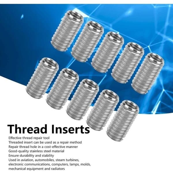 10 pcs Internal M6 1.0 External M8 1.25 Length 15 mm Threaded Inserts with Slot