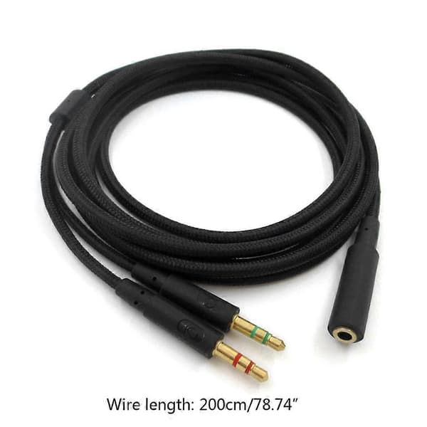 Erstatning 3.5mm 2 i 1 Gaming Headset Lydforlængerkabel Til HyperX Cloud II/til Alpha/Cloud Flight Hovedtelefoner Til Computer