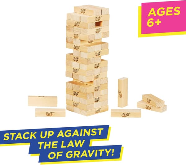 Klassisk Jenga spil med træklodser til stabling af sjov [JUN]