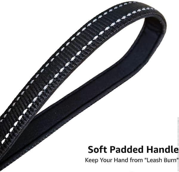 Dog Leash with Padded Handle, 1.2m x 2.5cm Durable Reflective Nylon Leash for Large and Medium Dogs, Black