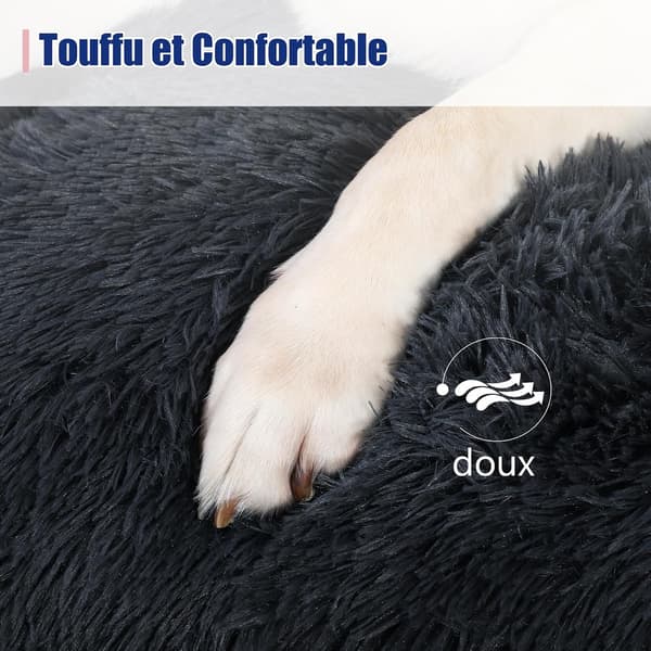 Large Dog Bed, 95x65cm, Machine Washable Dog Cushion, Soft Plush Fabric, Non-Slip Base, Dark Grey
