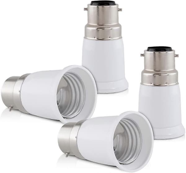 4x Socket Adapter - B22 to E27 Socket Converter - Bayonet Lamp Holder Adapter for Halogen LED Lamp (FMY)
