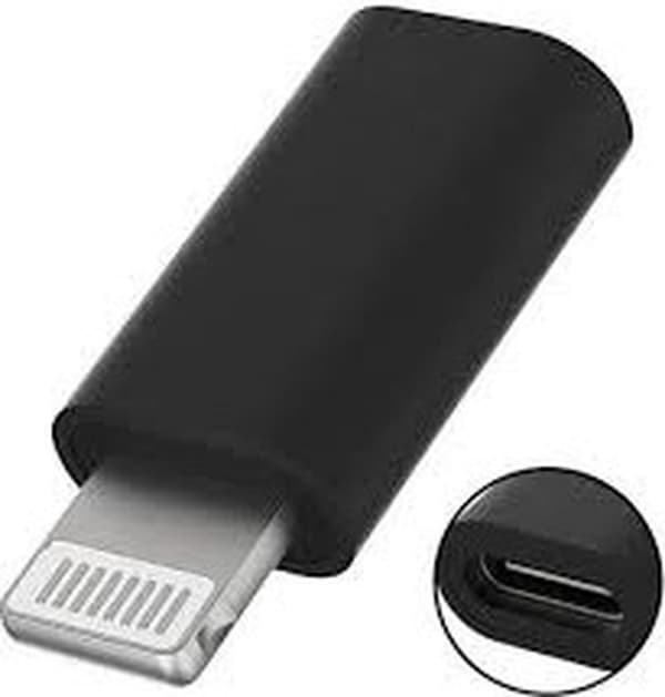 Musta USB-C–Lightning-sovitin – puhelimille, tableteille, muille Lightning-laitteille