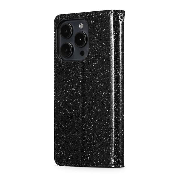 Glitter Pulver Kærlighed Læder Telefoncover til iPhone 15 Pro Max