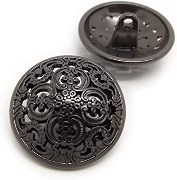 10 stk (sort, 20 mm) Tøjknap - Retro hul syknap M