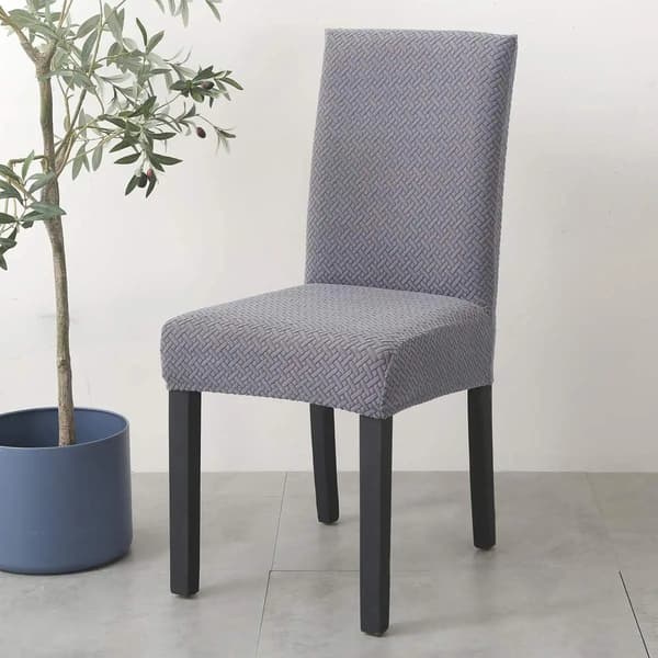 Lang Check Jacquard Mid Back Stolebetræk Ensfarvet Stretch
