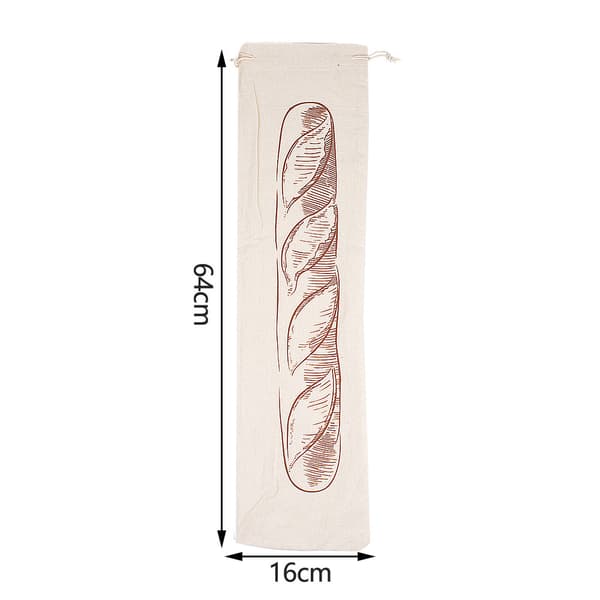 Baguettpose, gjenbrukbar brødoppbevaringspose, 16 x 64 cm - Bomull. Holdbar brødpose for langvarig friskhet.